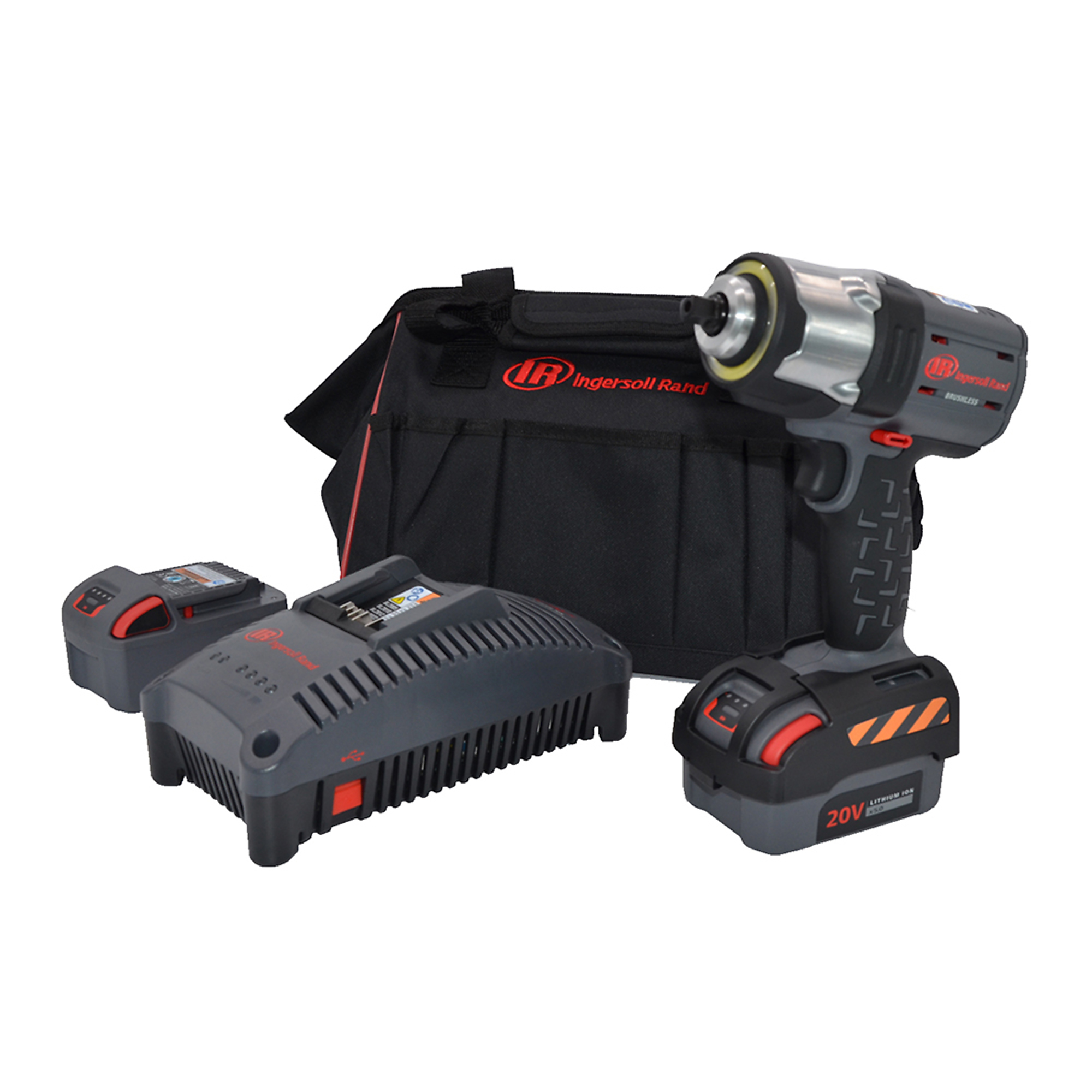 Ingersoll Rand Cordless Impact Wrench Kit — 3/8in., 550ft.-lb. Torque, Hazardous Environment Certified, Pin Retainer, 2 Lithium-Ion Batteries, Fast Charger, Model# W5133P-C1D2-K22